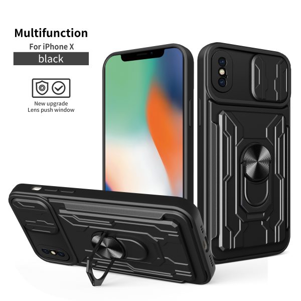 iPhone X / XS Case, Kickstand Case with Slide Camera Cover & Card