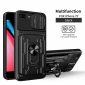 iPhone 7 Plus / 8 Plus Case, Kickstand Case with Slide Camera Cover & Card Holder Slot, Built-in 360° Rotate Ring Stand Magnetic Protective Wallet Phone Case