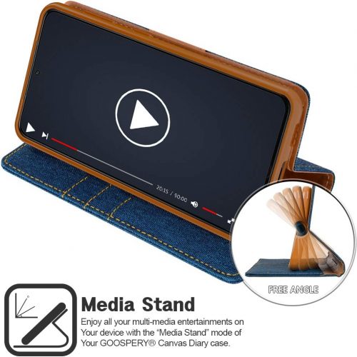 Samsung Galaxy S21 Goospery Canvas Wallet Case Blue - Image 7