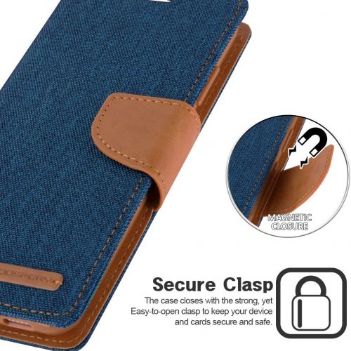 Samsung Galaxy S21 Goospery Canvas Wallet Case Blue - Image 5