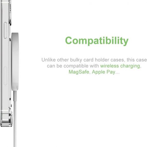 iPhone 13 mini Clear Card Case Protective Shockproof TPU Thin Slim Wallet Case - Image 5