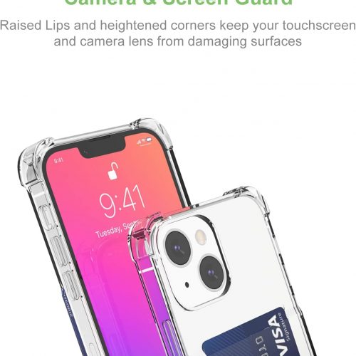 iPhone 13 mini Clear Card Case Protective Shockproof TPU Thin Slim Wallet Case - Image 3