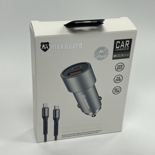 Maxguard Dual USB Car Charger with Type-C to Lightning Cable - Image 3