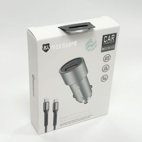 Maxguard Dual USB Car Charger with Type-C to Type-C Cable – 20W PD + 18W QC 3.0 - MC036/CC