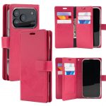 iPhone 17 Pro Goospery Mansoor Diary Wallet Case - 9 Card Slots+2 Extra Side Pockets - Red