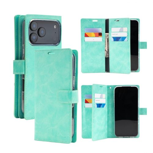 iPhone 17 Pro Max Goospery Mansoor Diary Wallet Case - 9 Card Slots+2 Extra Side Pockets - Mint