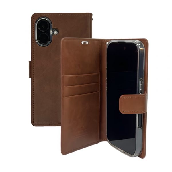 iPhone 17 Goospery Blue Moon Diary Wallet Case - 3 Card Slots+1 Extra Side Pockets - Brown