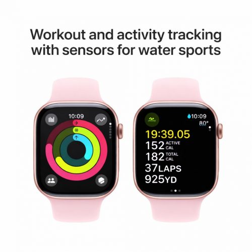 Apple Watch Series 10 (GPS) 46mm Rose Gold Aluminium Case & Pink Sport Band Like New - Image 5