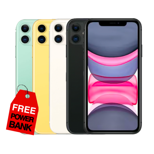 iPhone 11 64GB Black / White / Yellow / Green Refurbished Free Power Bank Sale