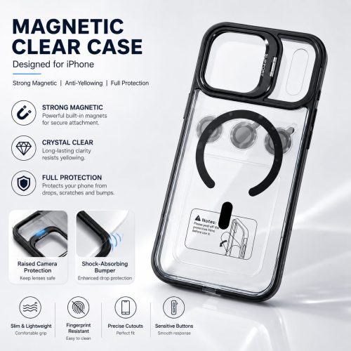 iPhone 17 Pro Max MagSafe Case with Kickstand and Camera Lens Protector