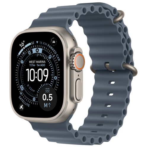 Apple Watch Ultra 3 (GPS + Cellular) 49mm Natural Titanium Case with Anchor Blue Ocean Band