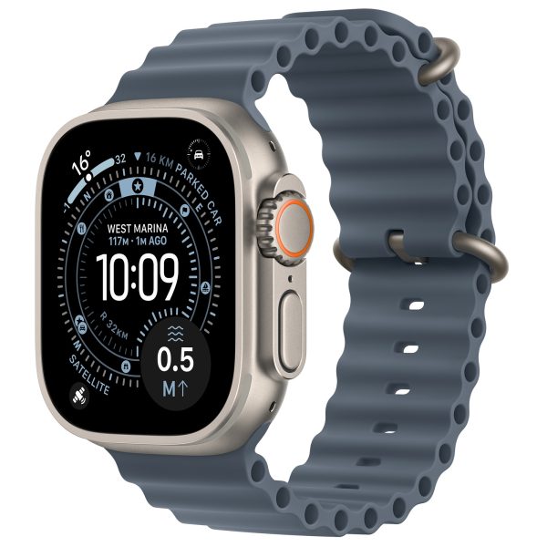 Apple Watch Ultra 3 (GPS + Cellular) 49mm Natural Titanium Case with Anchor Blue Ocean Band
